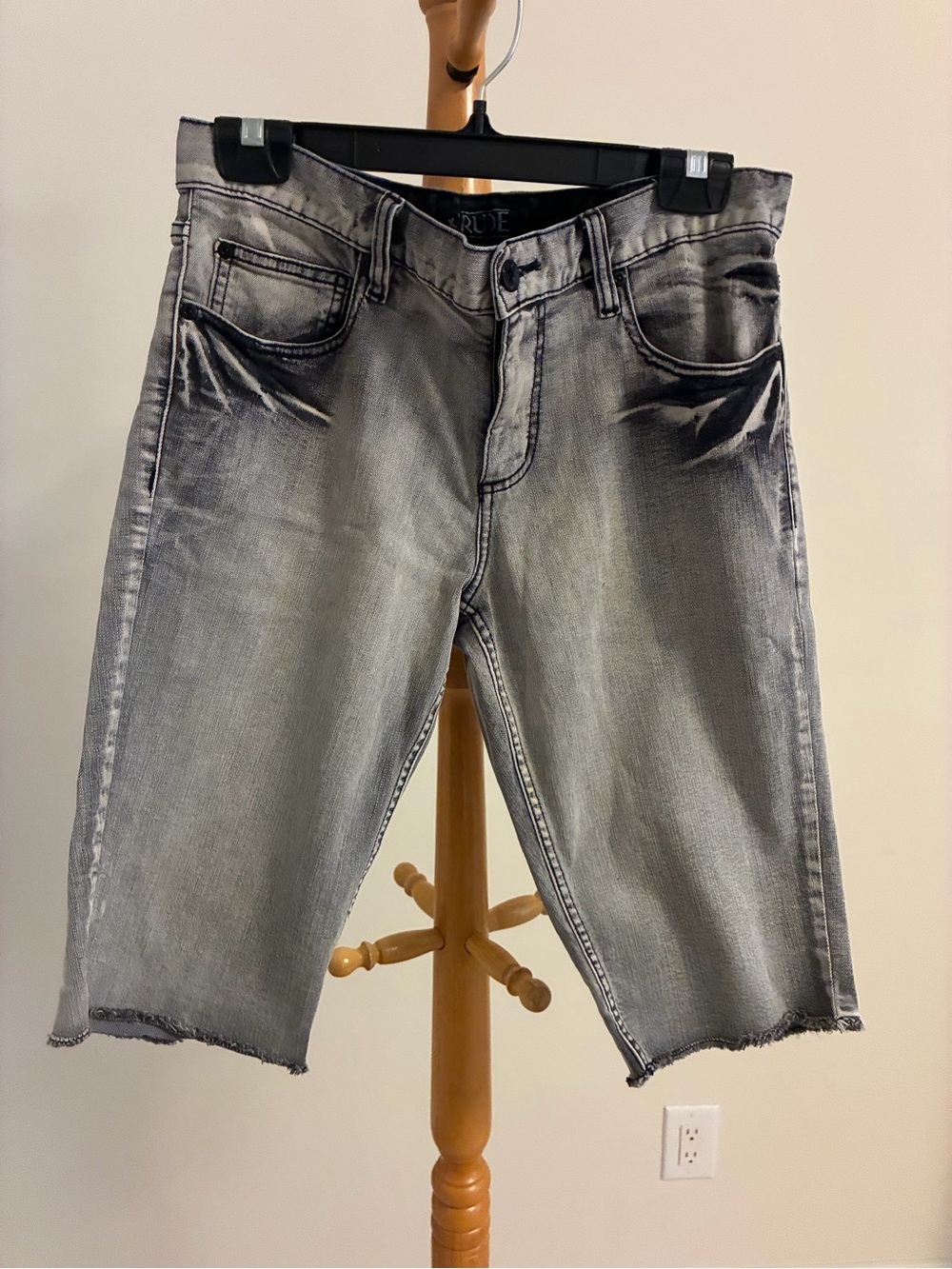 RUDE Gray Washed Denim Shorts